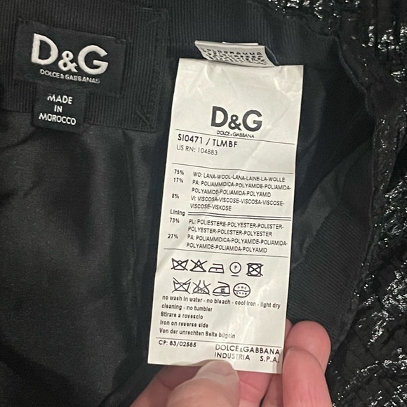 D&G Dolce & Gabbana Black Textured WoolBlend Pencil Skirt Back Zip Silver H/W 38 - Picture 7 of 10